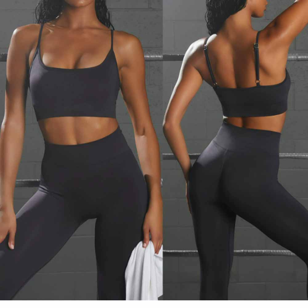 Women's New Seamless Yoga Clothes Women's Back Sports Fitness Clothes Hip High Waist Yoga Pants. 
