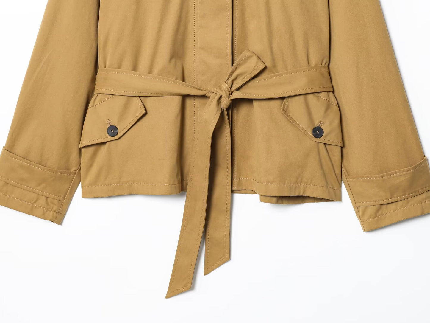 Women's new fashion with Belt loose windbreaker jacket+Shorts Skirts suit