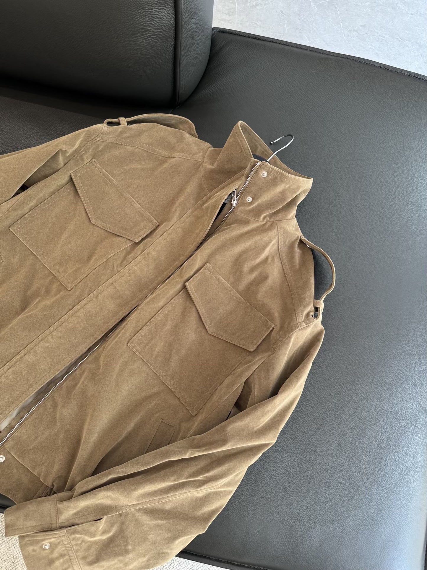 Women's new fashion casual suede leather stand collar jacket Coat