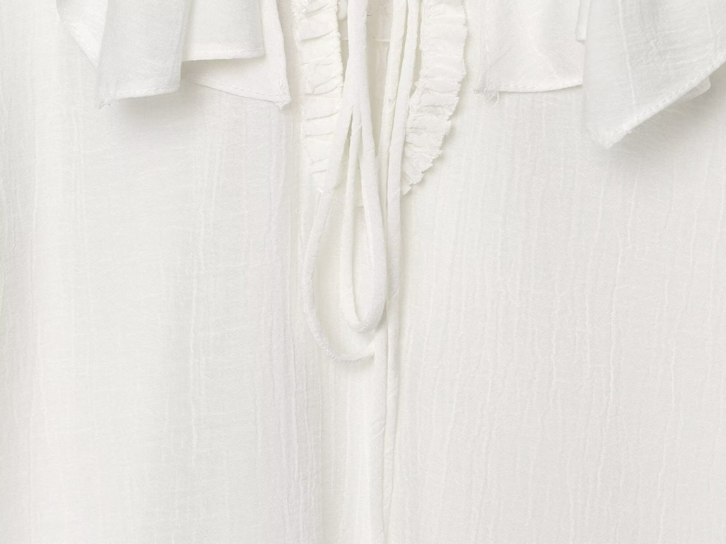 Women's new fashion layered decoration loose V-neck lace up long sleeved shirt