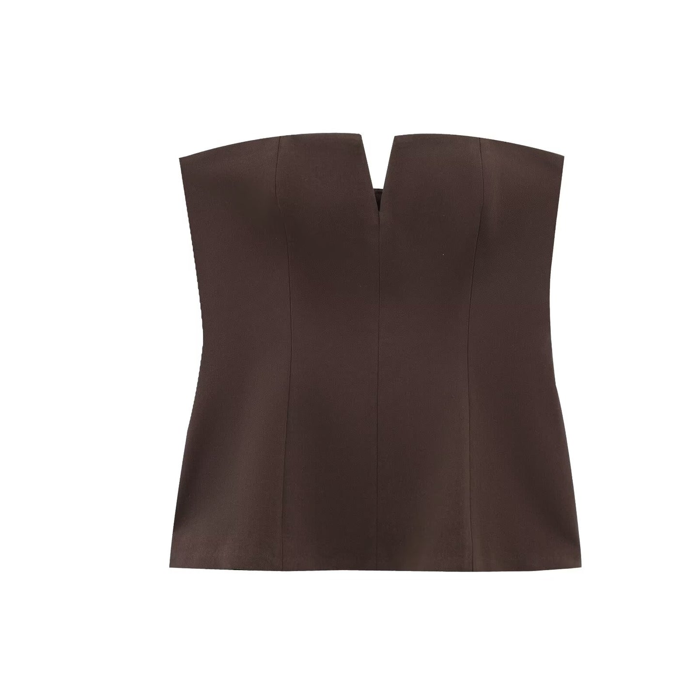 Women's new Fashion sleeveless solid slim backless strapless top