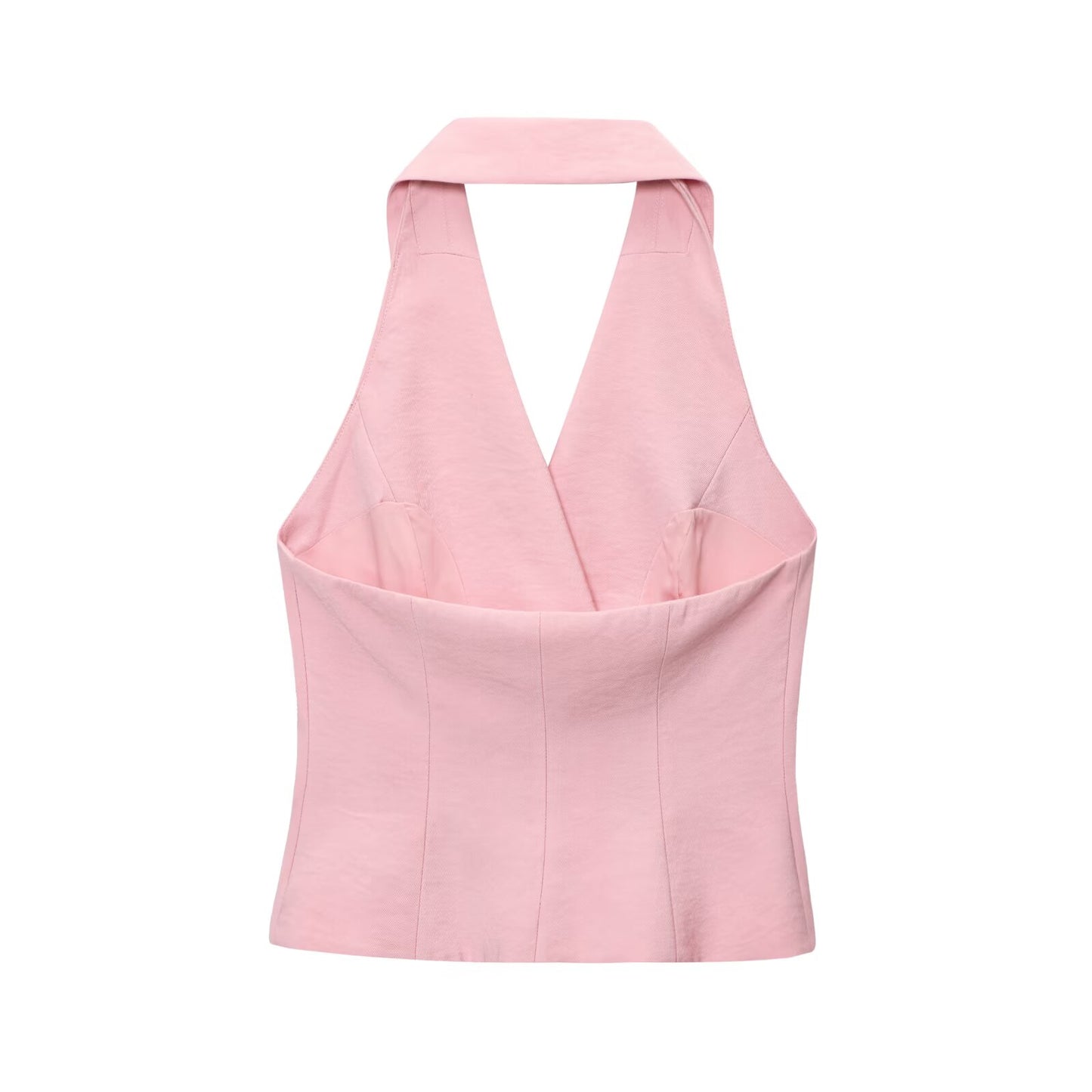 Women's new fashion sleeveless double breasted halter neck vest +Pants suit