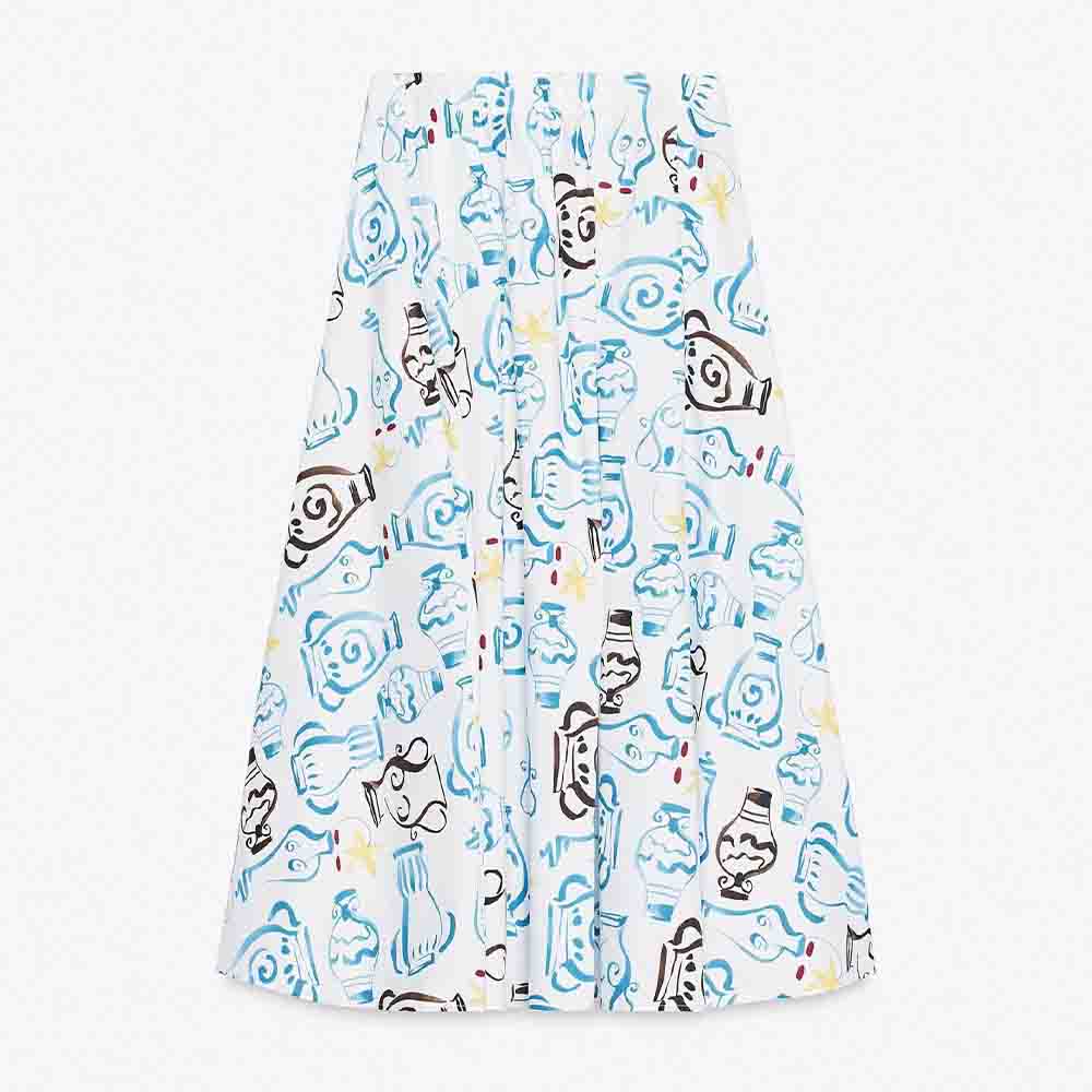 Women's new fashion printed poplin hanging neck collar top+Skirts Women's suit