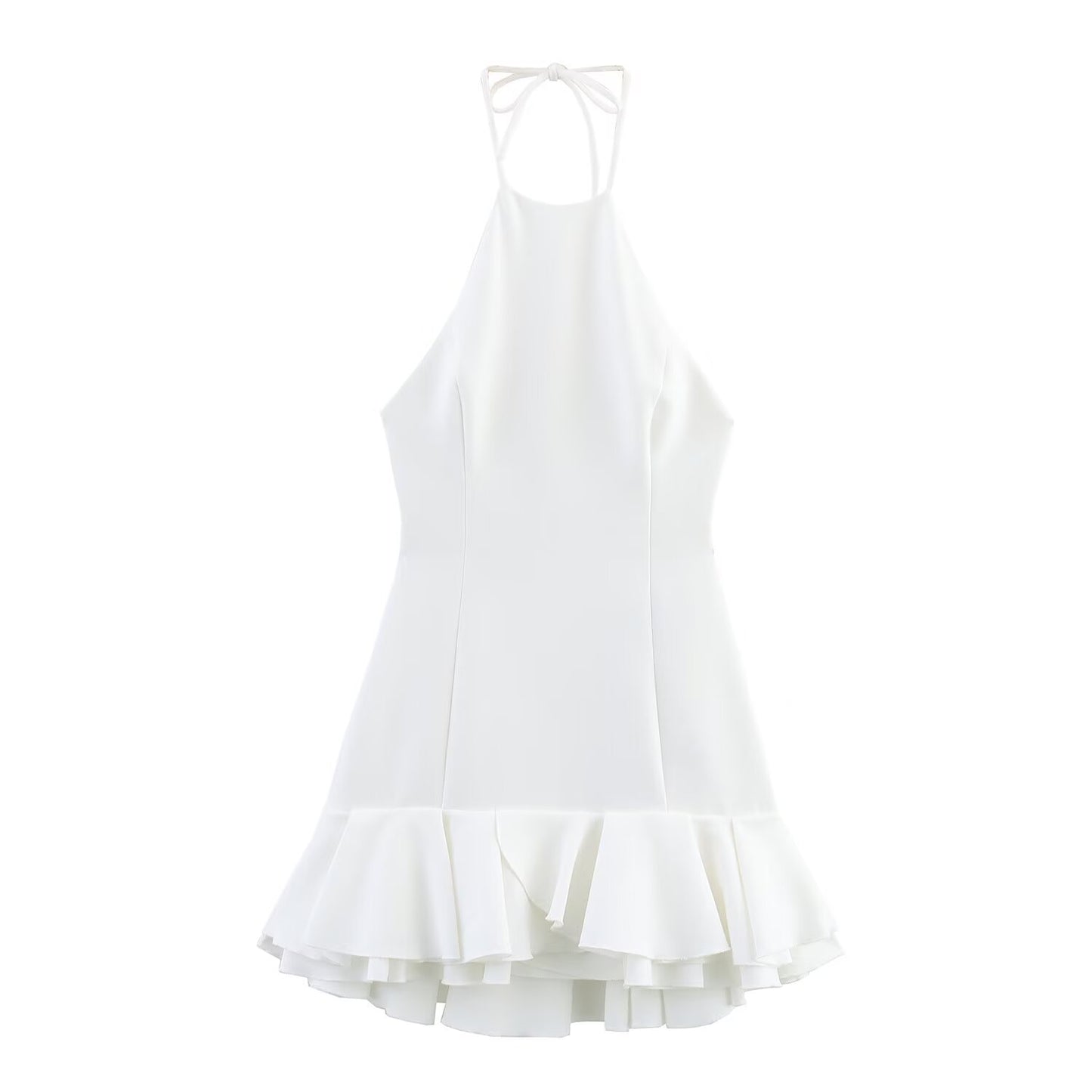 Women's' New Fashion layered decoration slim backless hanging neck mini dress