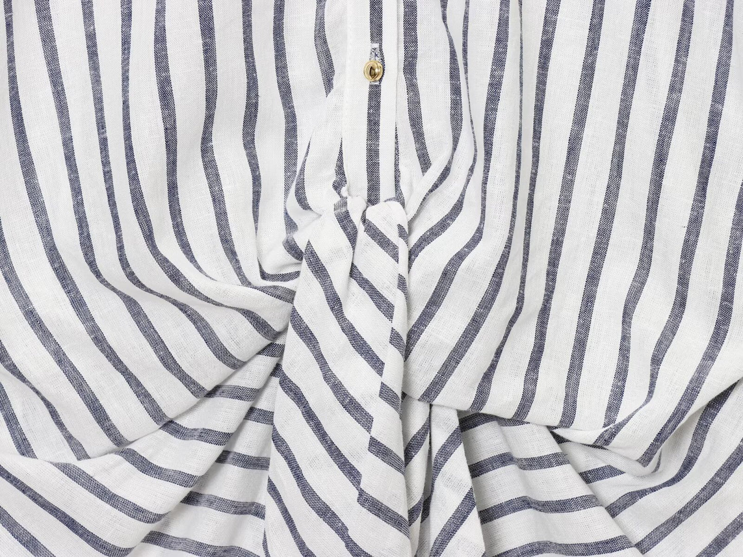 Women's new fashion knot decoration linen blended striped shirt