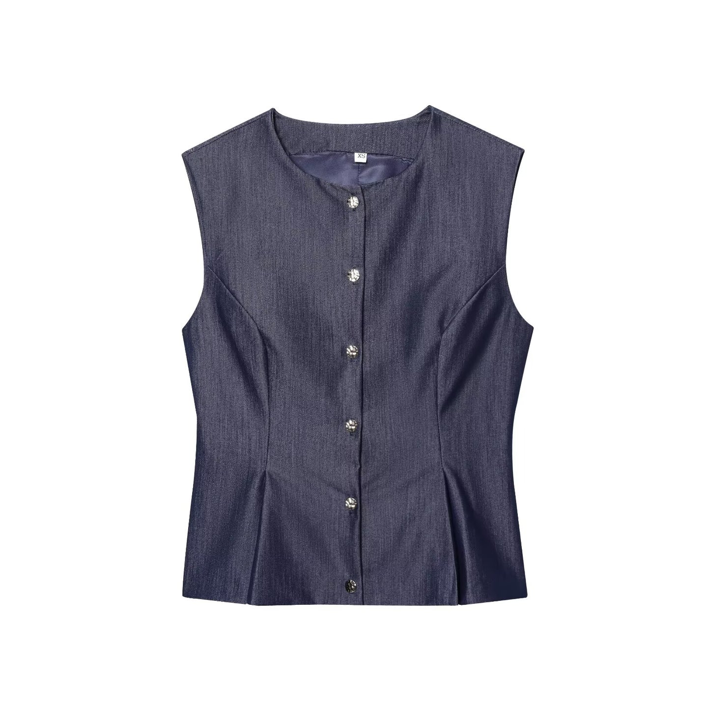 Women's new fashion slim single breasted linen blend Pleated vest + Pants Women's suit