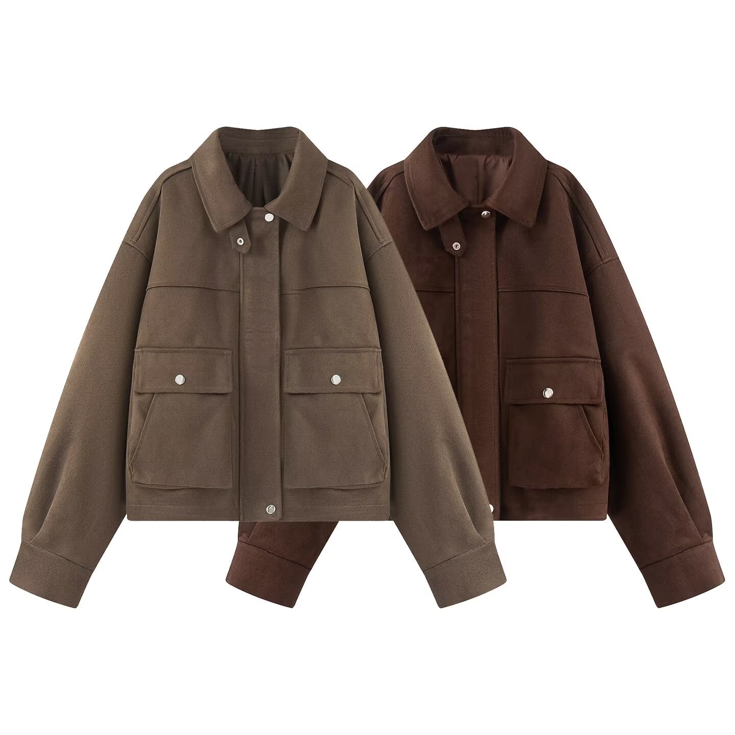 Women's loose casual suede Leather jacket Coat