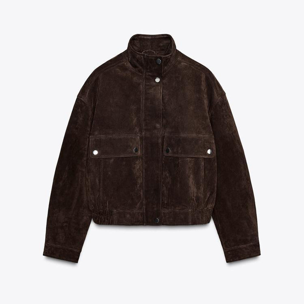 Women's new fashion Anti suede effect short standing collar flying jacket Coat