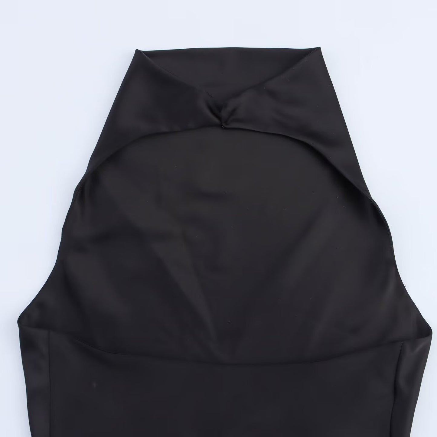 Women's 2025 new fashion sleeveless satin texture hanging neck mini dress