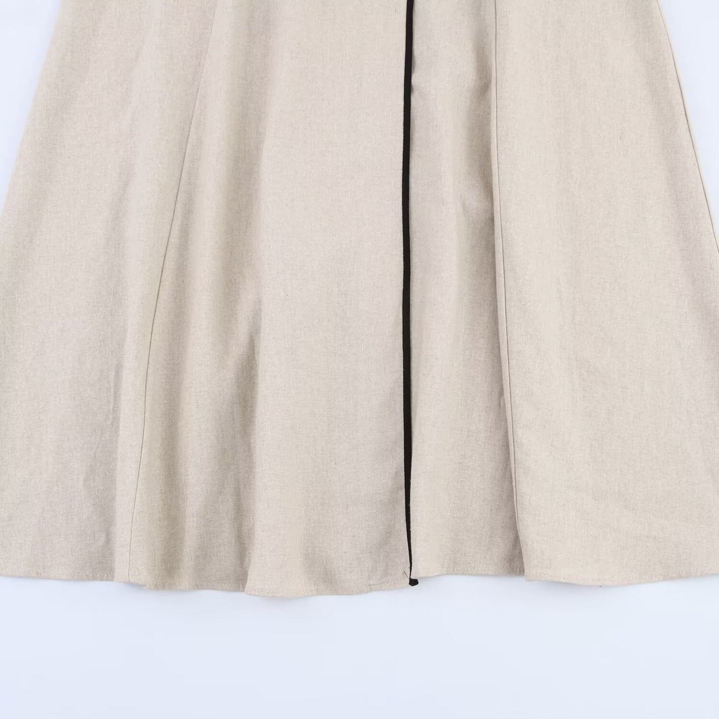 Women's' New Fashion With Belt Sleeveless Linen Blended V-neck Midi Dress