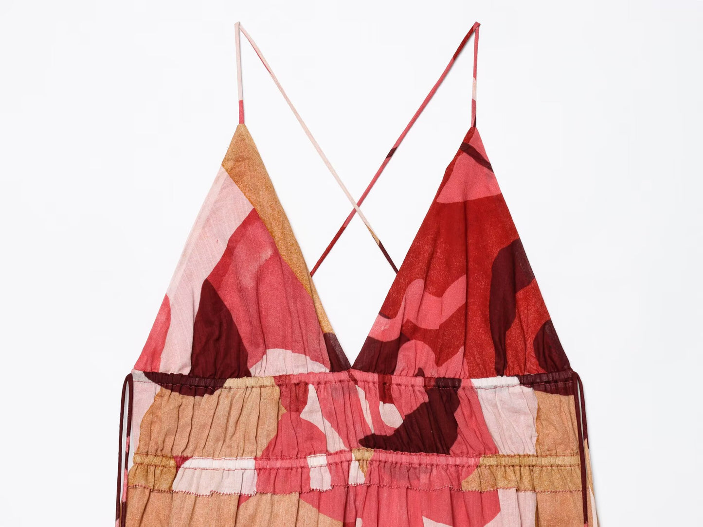 Women's new fashion printed backless sleeveless suspender MIDI dress