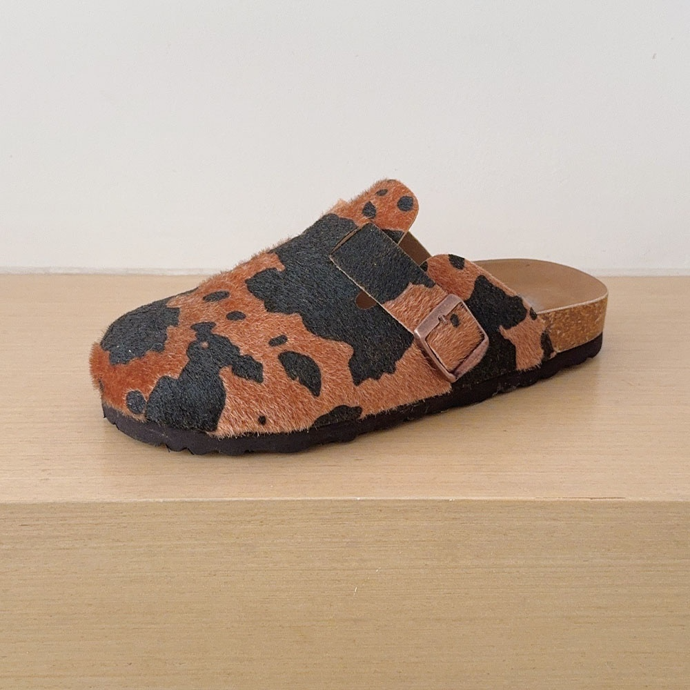 Women's 2026 new fashion cow print slippers women's half slippers