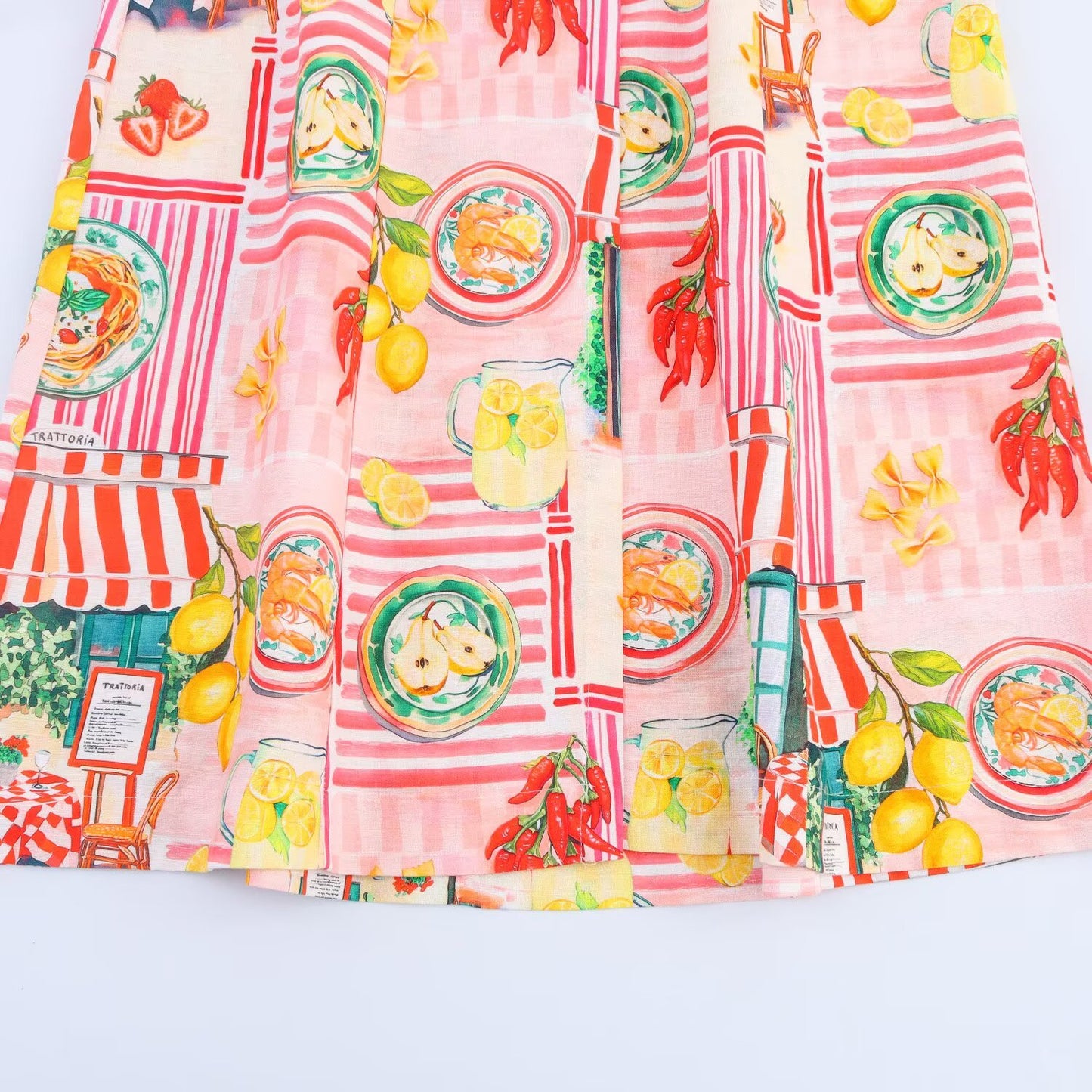 Women's New Fashion Linen Blended Patchwork Printed suspender Midi Dress