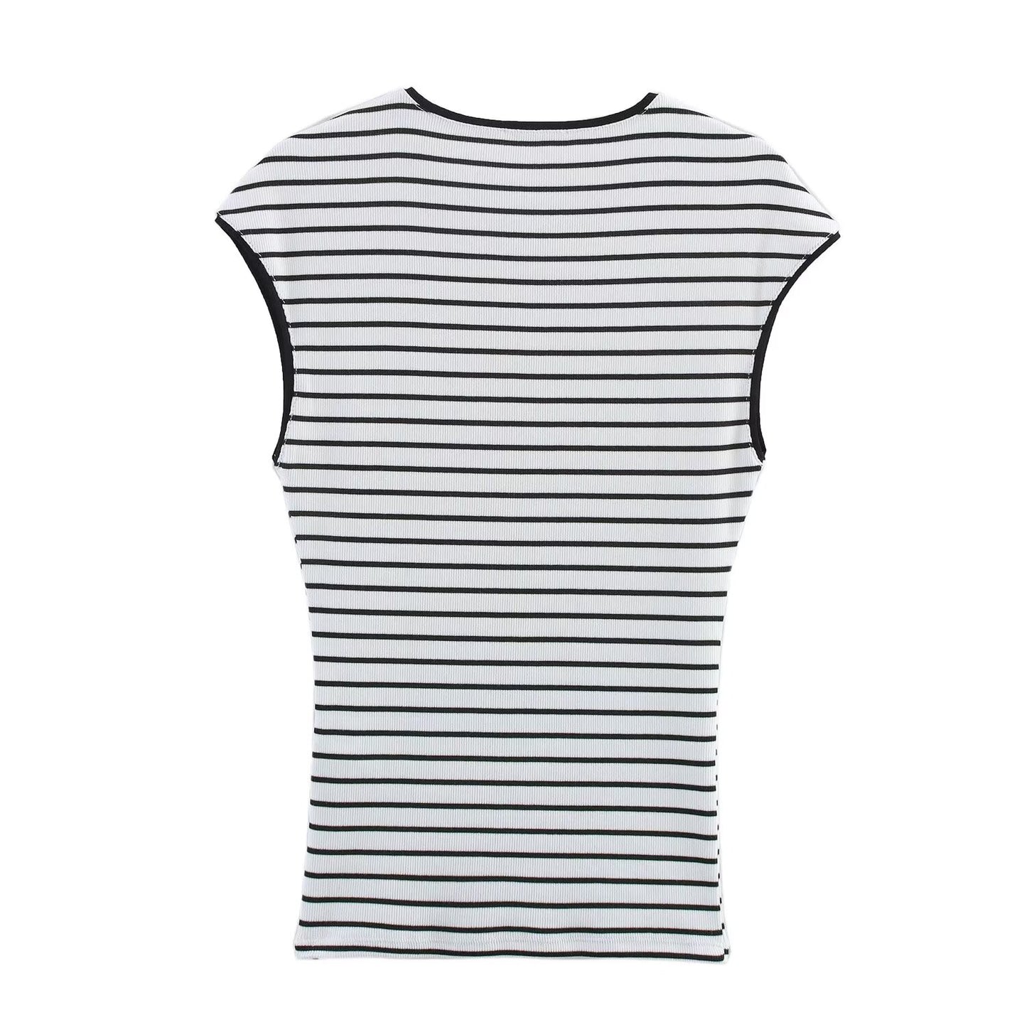 Women's new fashion elastic slim ribbed T-shirt retro sleeveless women's T-shirt chic top