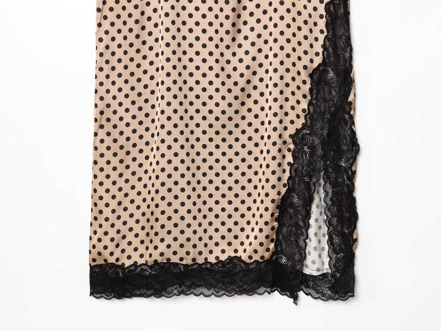 Women's lace decorative polka dot suspender dress