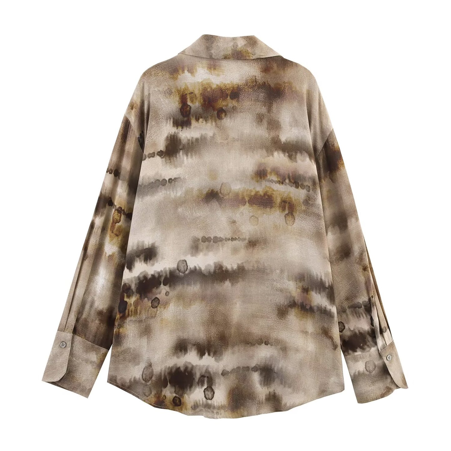 Women's new fashion loose single breasted tie dye shirt retro long sleeved women's shirt+Pants Women's suit