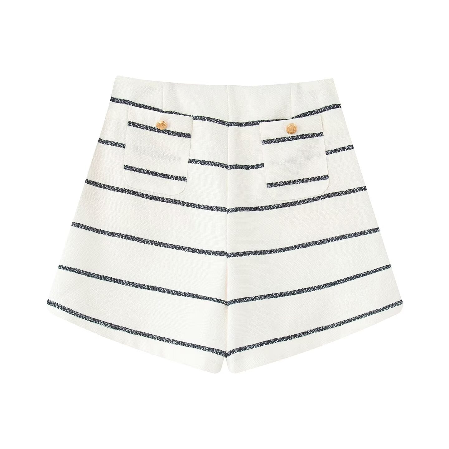 Women's New Fashion Casual Single breasted Short sleeved Striped Top+Shorts Women's suit