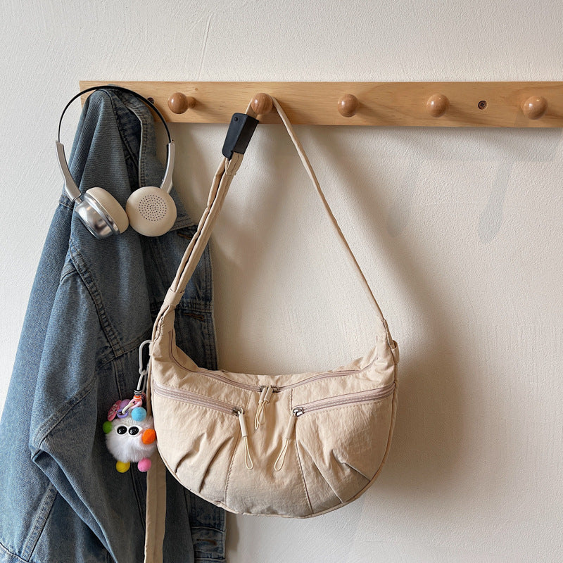 LU Women's new casual Joker lightweight pleated shoulder bag Messenger bag large capacity female bag