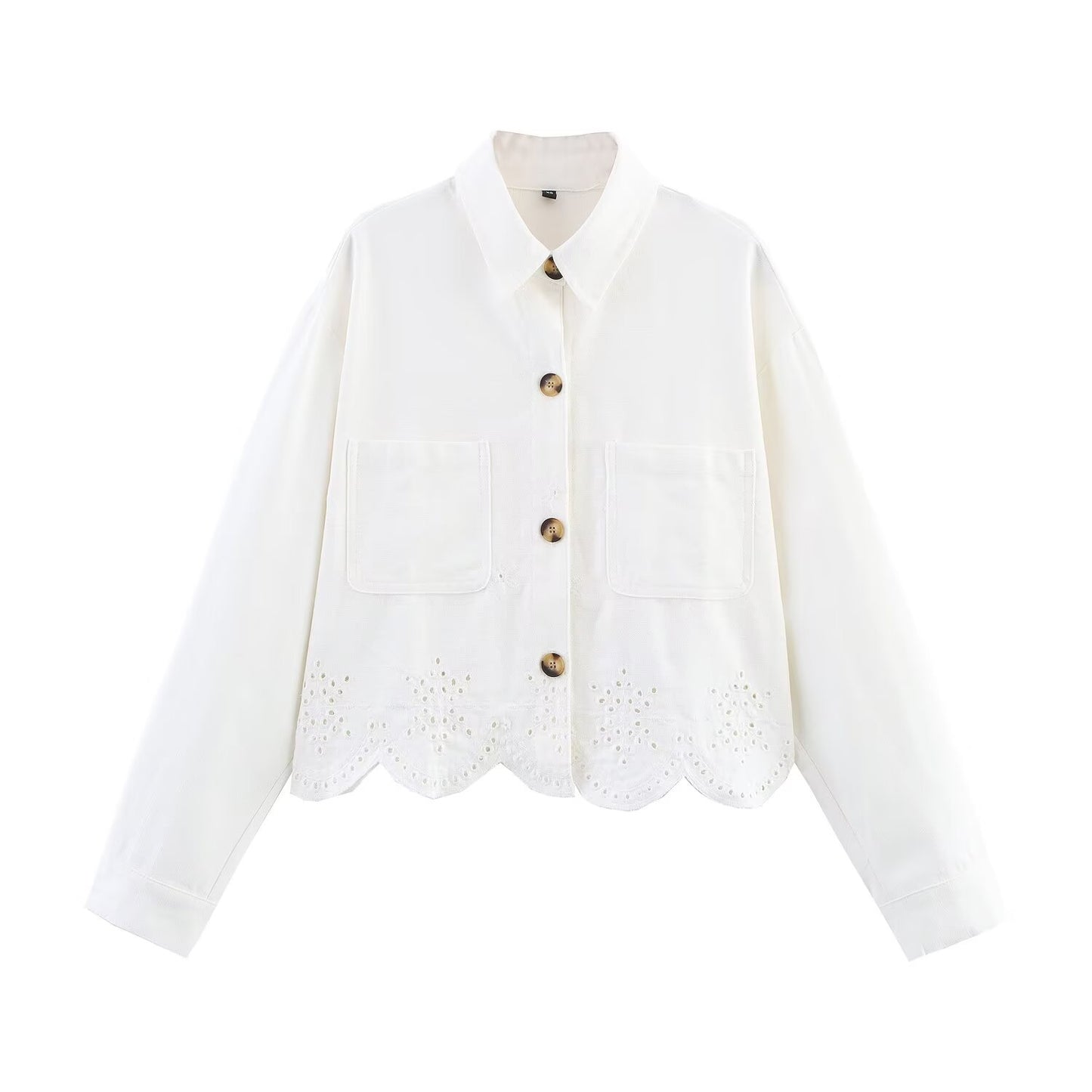 Ladies' New Fashion Casual Single breasted Hollow Embroidered Shirt Coat+Pants Women's Suit