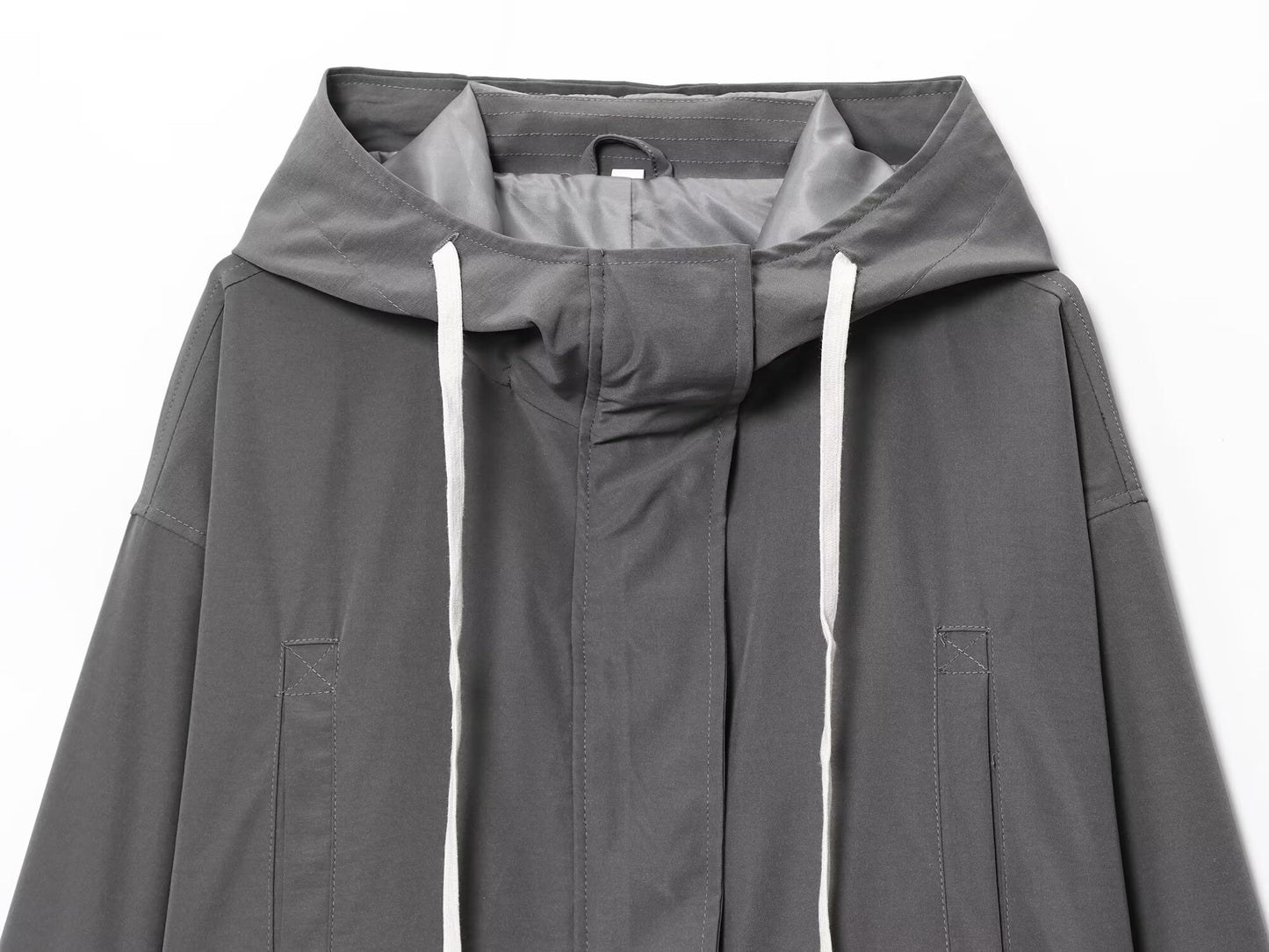 Women's New fashion Retractable waist design loose hooded jacket Coat + shorts suit