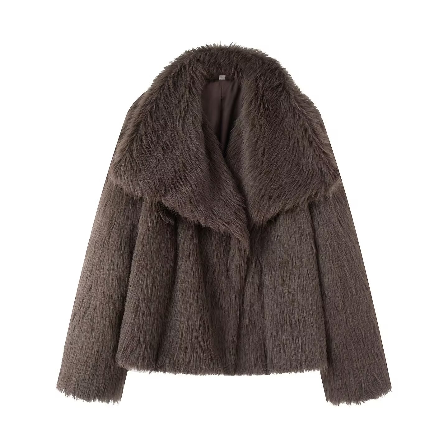 Women's artificial fur effect big Lapel Coat