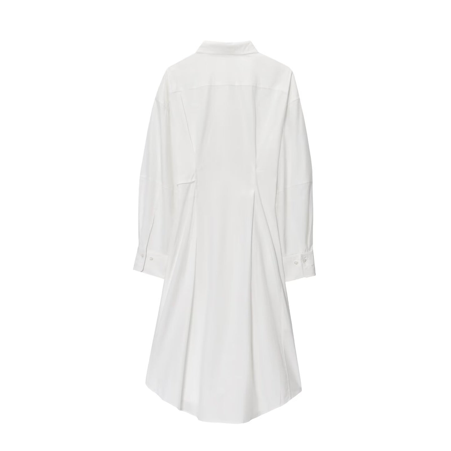 Women's new fashion asymmetrical hem cotton shirt style MIDI dress