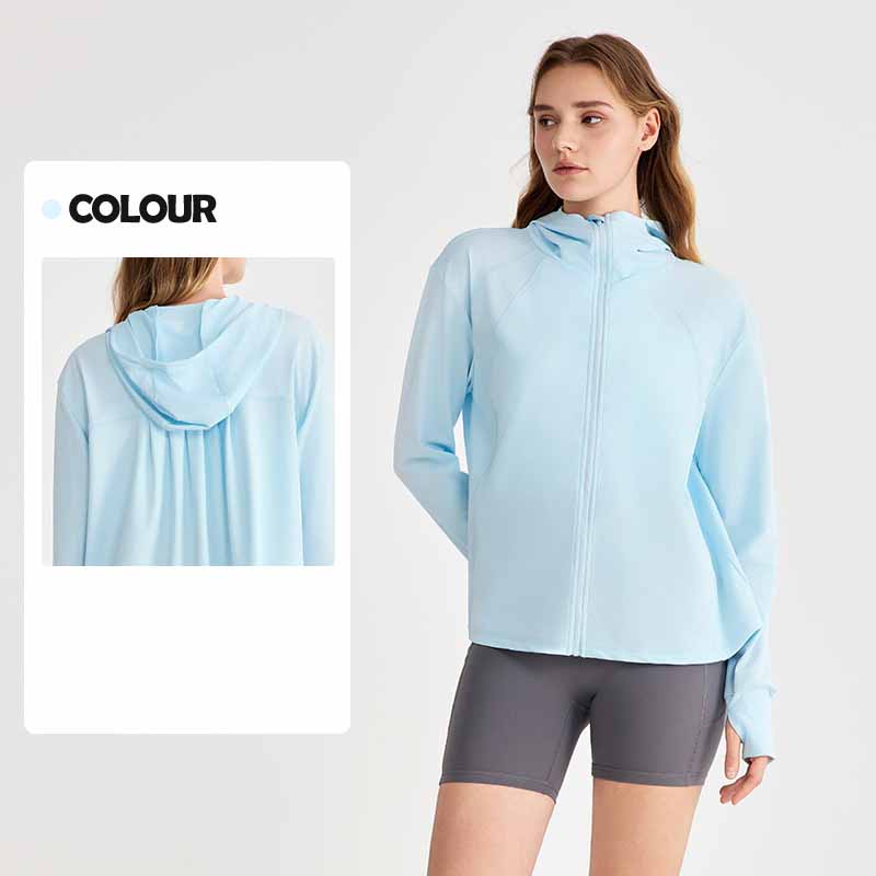 Women's New Fashion Joker Outdoor Sports Loose Cool Breathable Hooded Sunscreen Coat Hip Sunscreen Clothing.