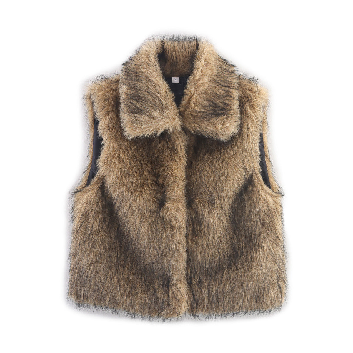 Women's winter new fashion faux fur effect sleeveless lapel vest