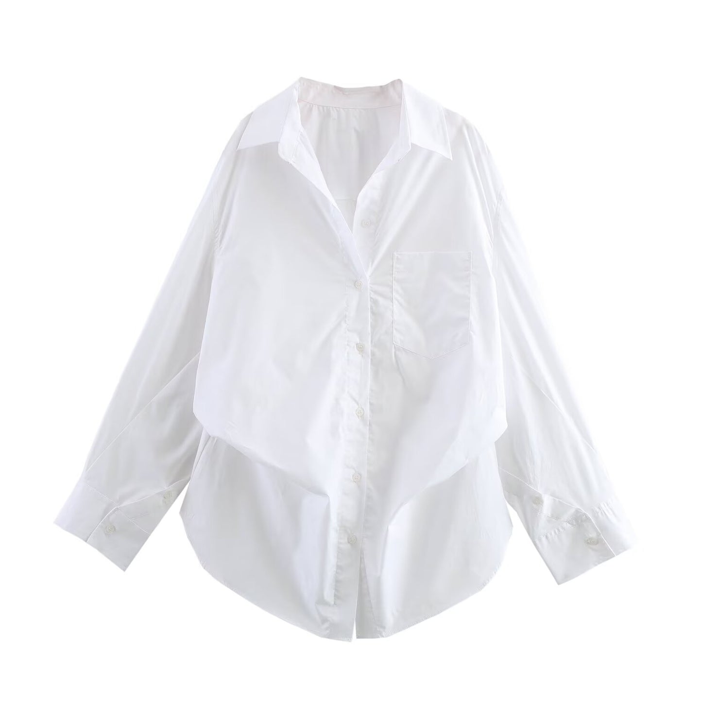 Women's' New Fashion Loose Single breasted casual Bat sleeved Poplin Shirt