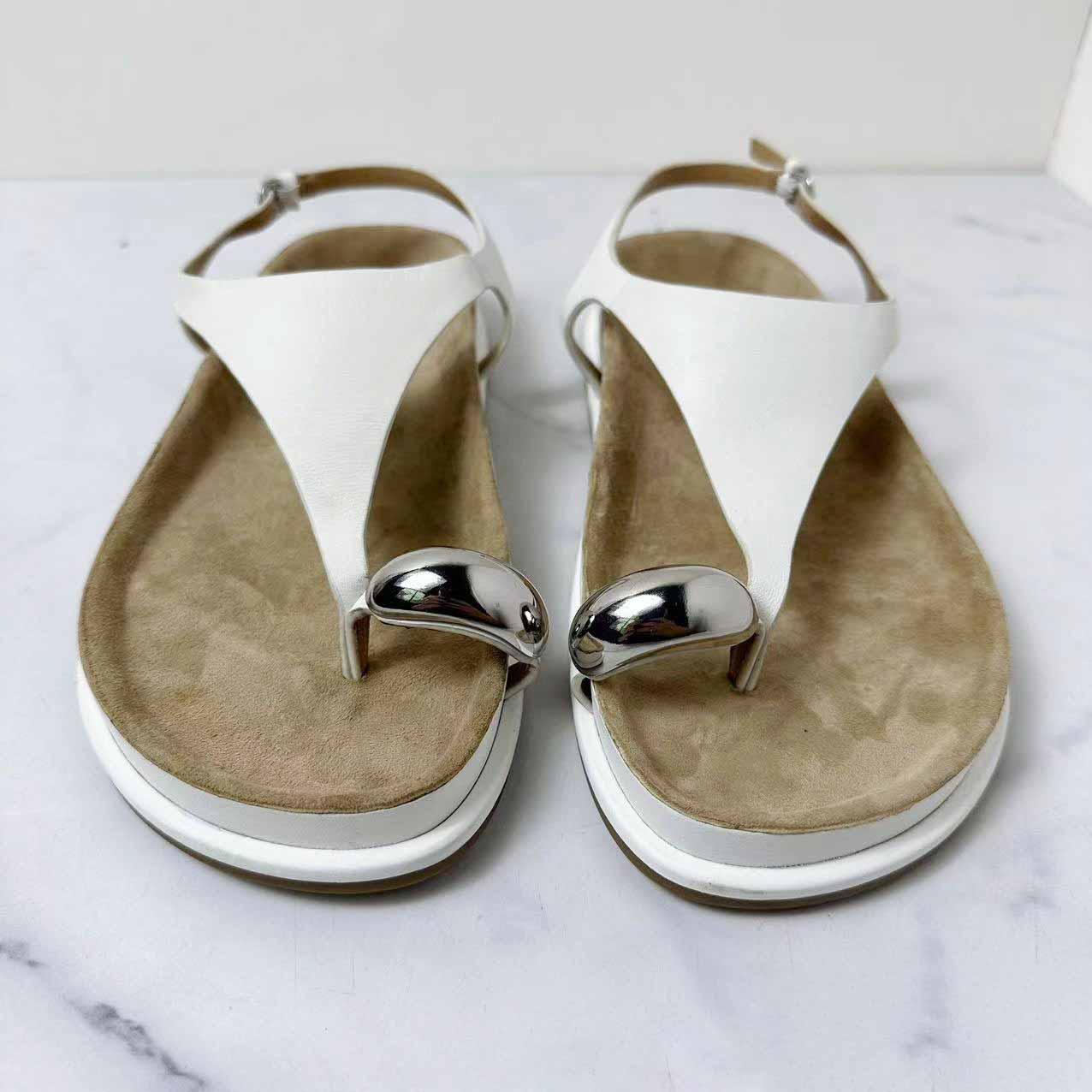 Women's New Fashion Joker Metal Buckle Flip-flops Casual Platform Sandals.