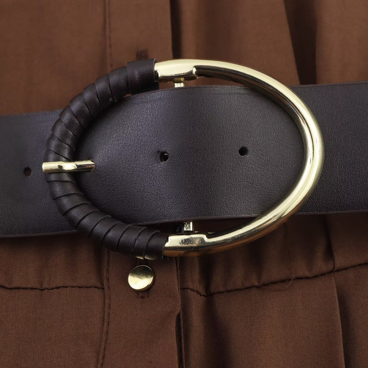 Women's new chic fashion With belt casual single breasted poplin MIDI dress retro sleeveless side pocket women's dress