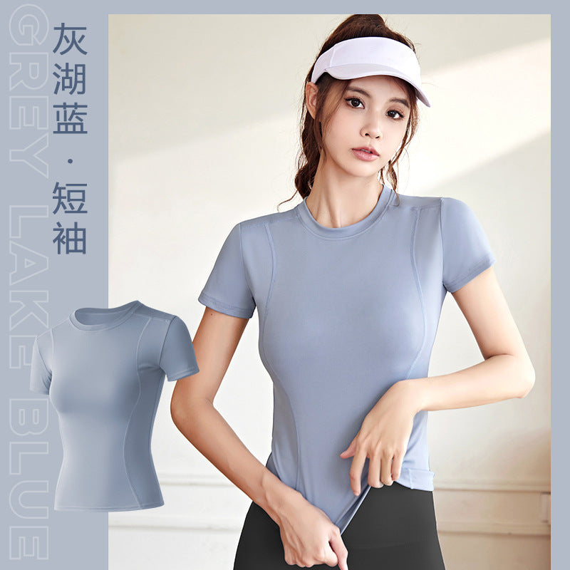 LU Women's new thin sports tight yoga clothes short sleeve top running fitness T-shirt