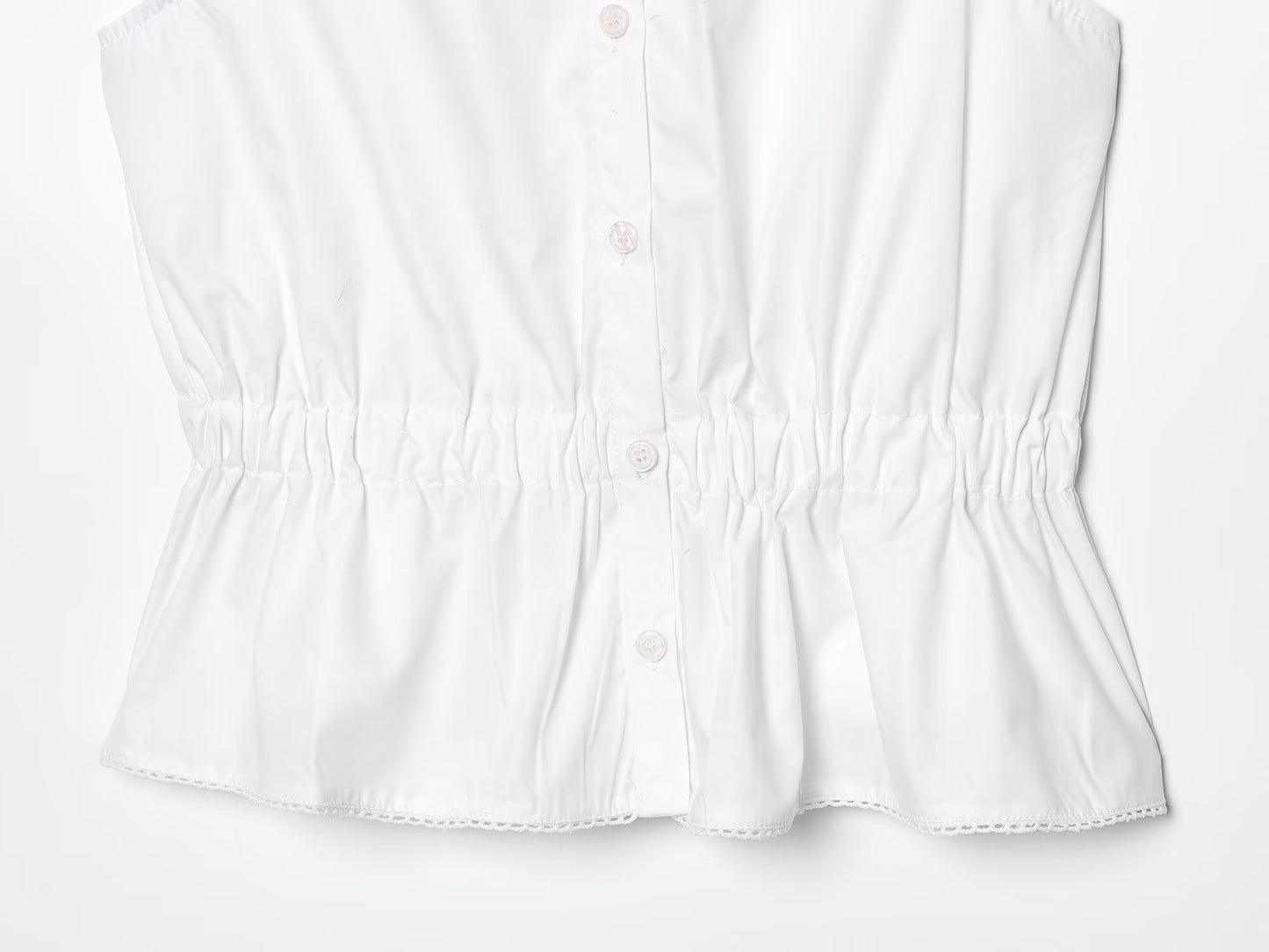 Women's new fashion small round Lapel slim single breasted poplin top