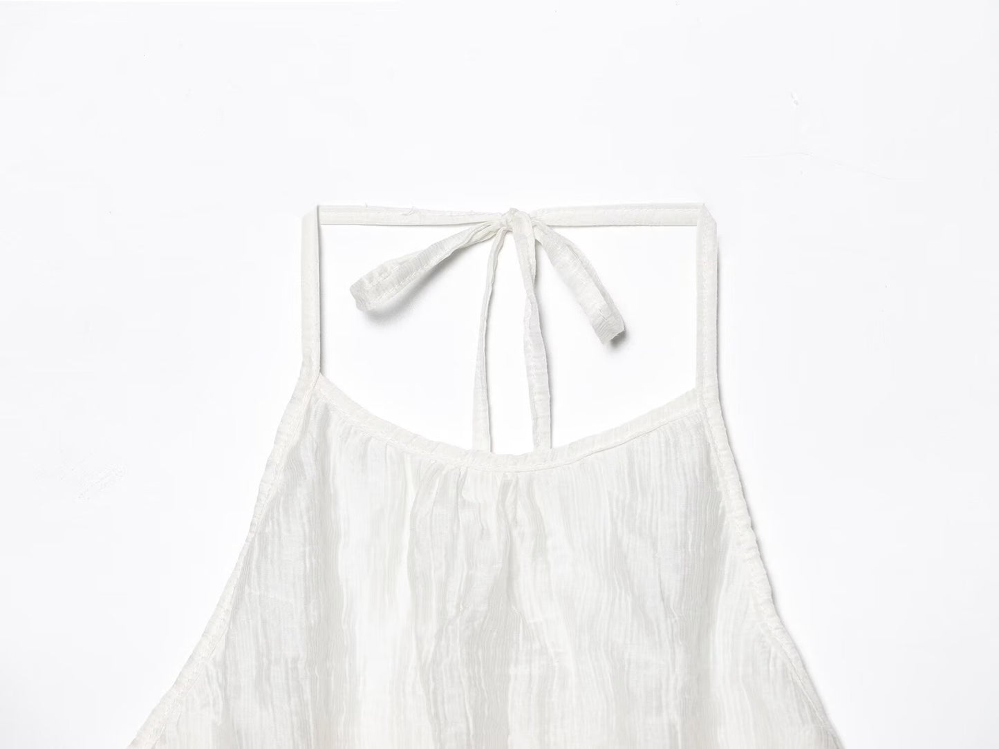 Women's new fashion layered decoration sleeveless backless hanging neck mini dress