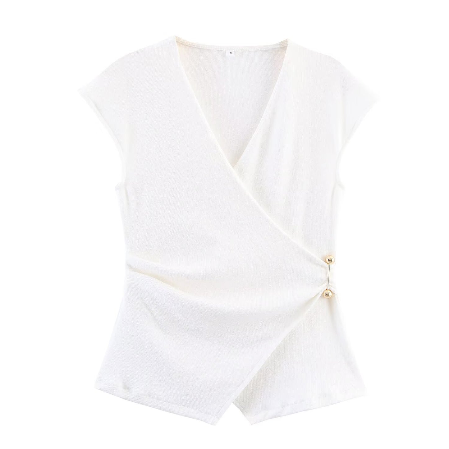 Women's new fashion slim pleated V-neck top+Pants suit