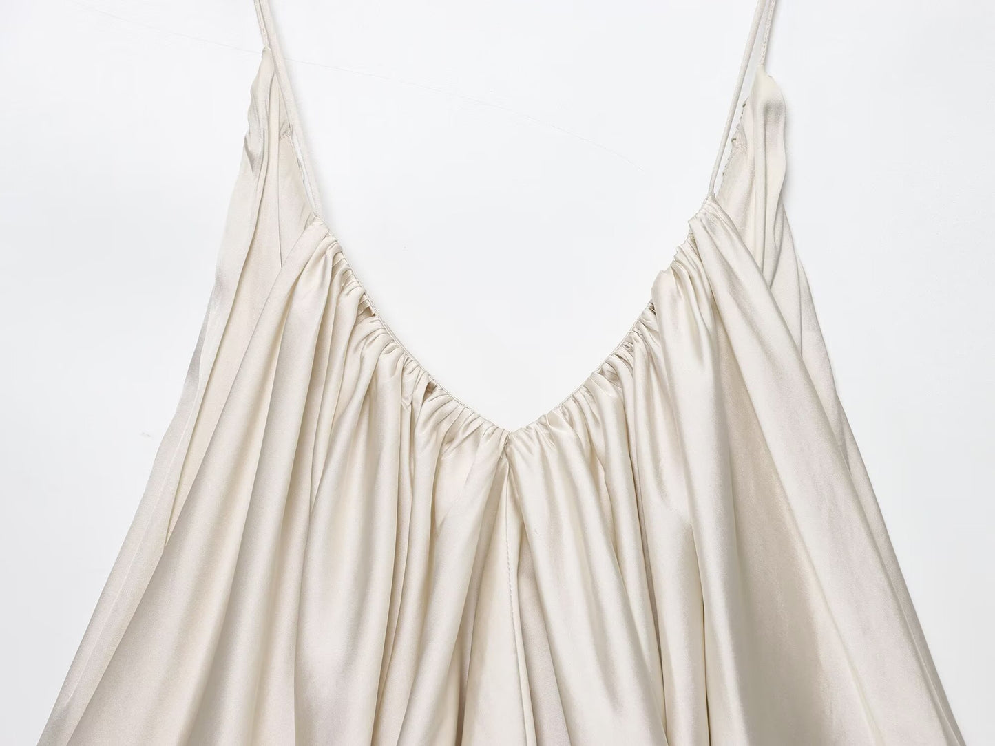 Women's summer fashion satin textured pleated suspender top