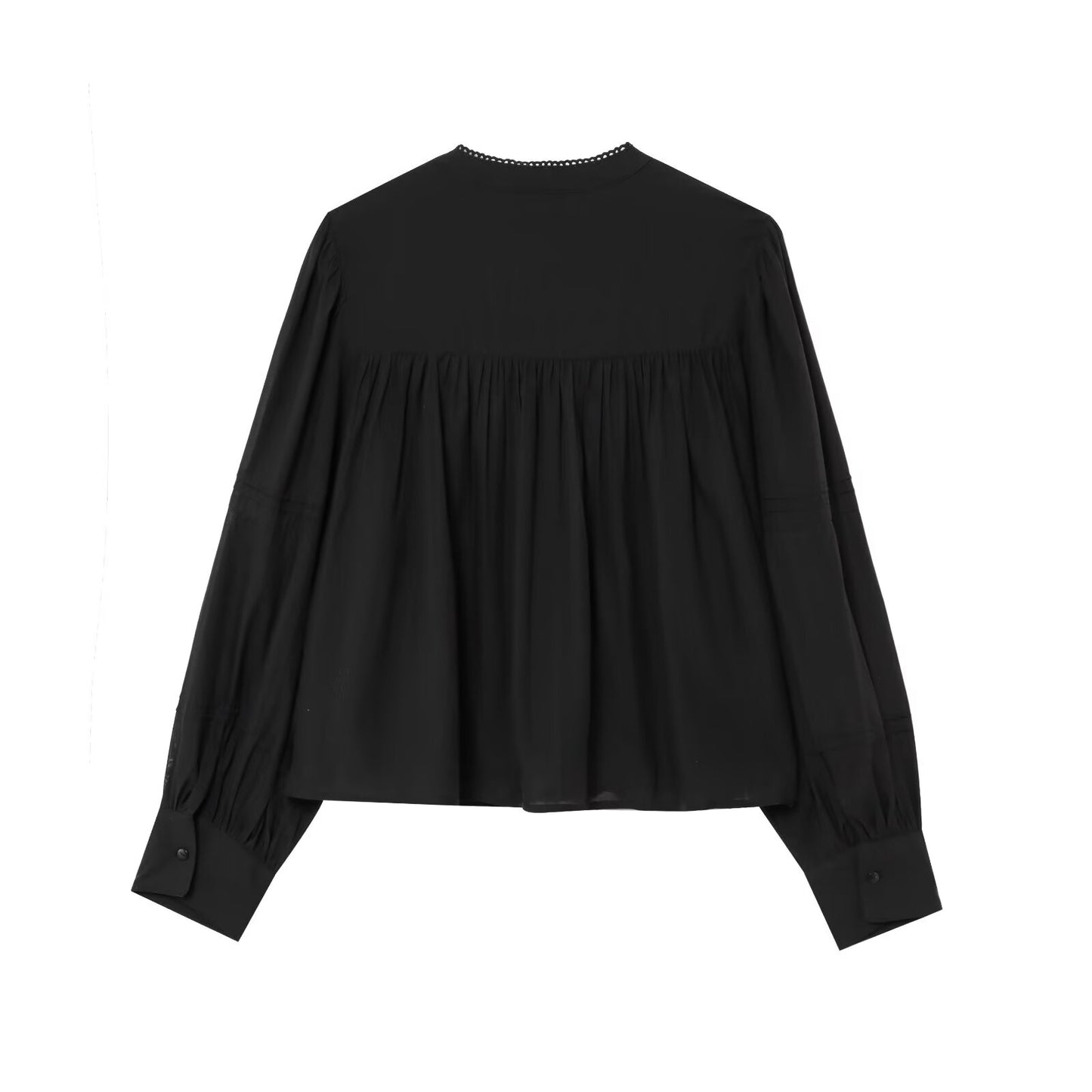 Women's new Fashion casual single breasted fine pleated lace shirt