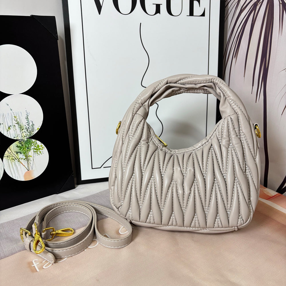 Women's New Fashion Joker Pleated Design Handbag Shoulder Crossbody Bag