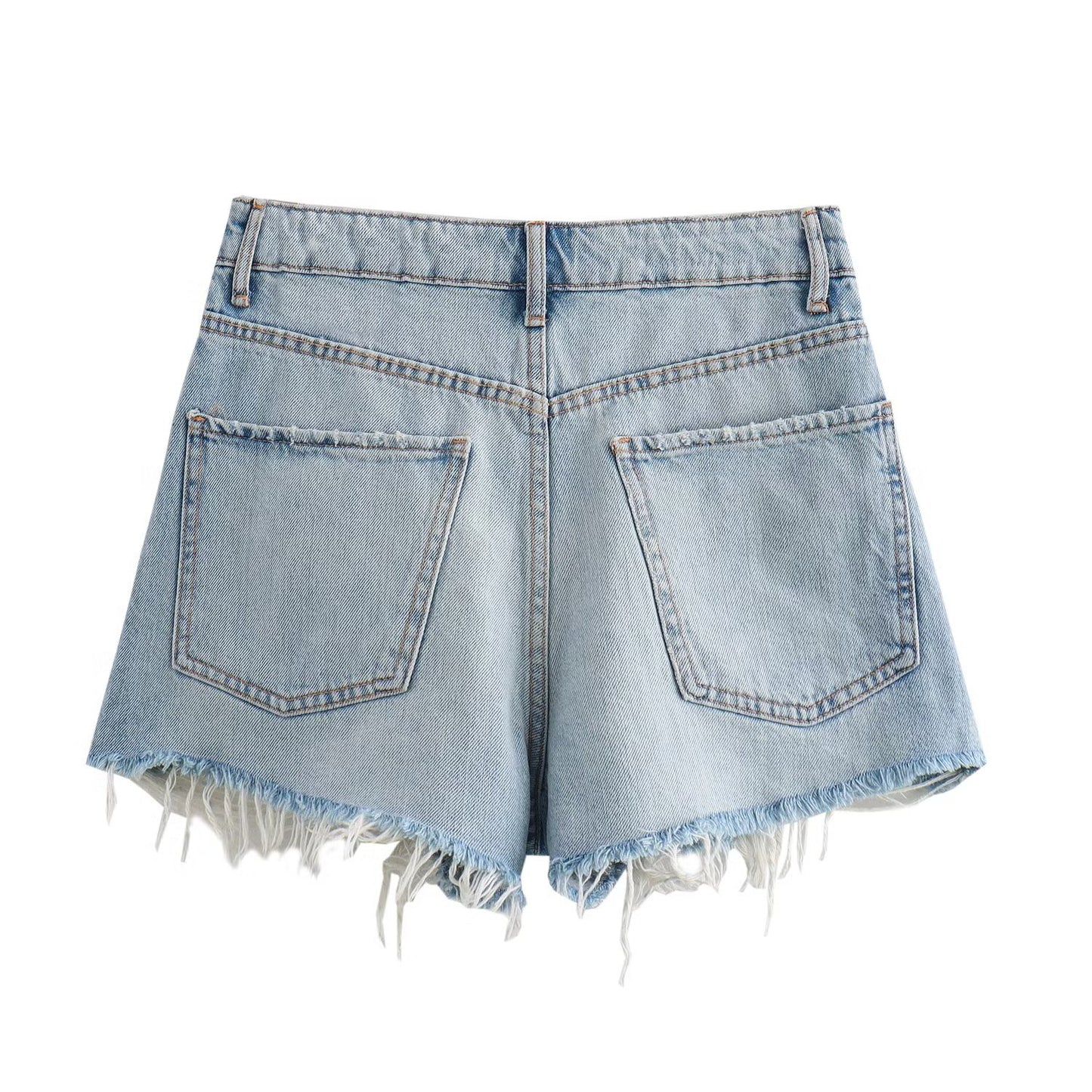 Women's new fashion rhinestone decoration casual high waisted denim shorts