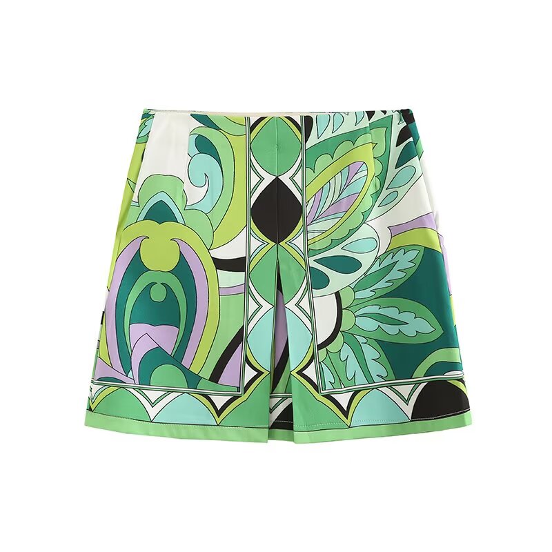 Women's new fashion loose single breasted printed long sleeved shirt+Skirt suit