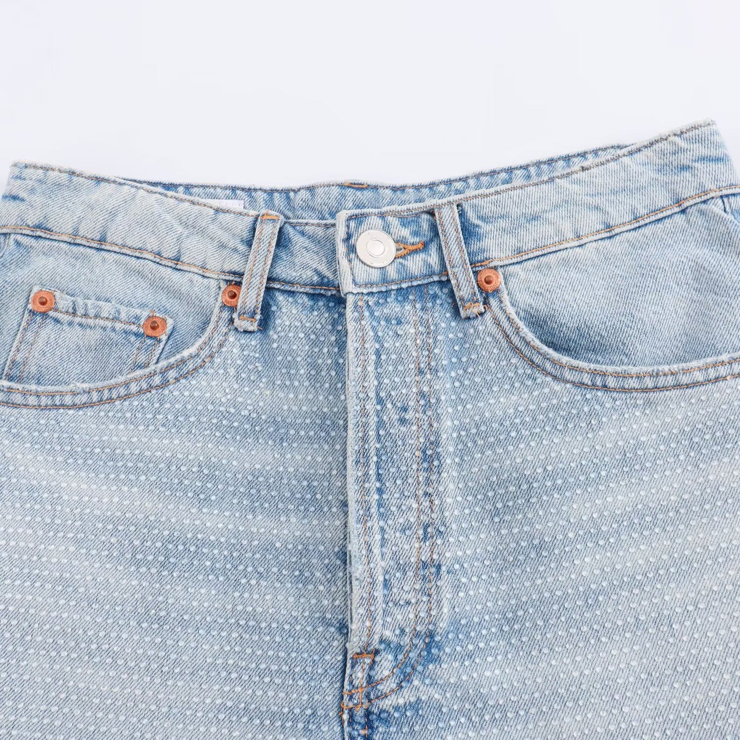 Women's new fashion rhinestone decoration casual high waisted denim shorts