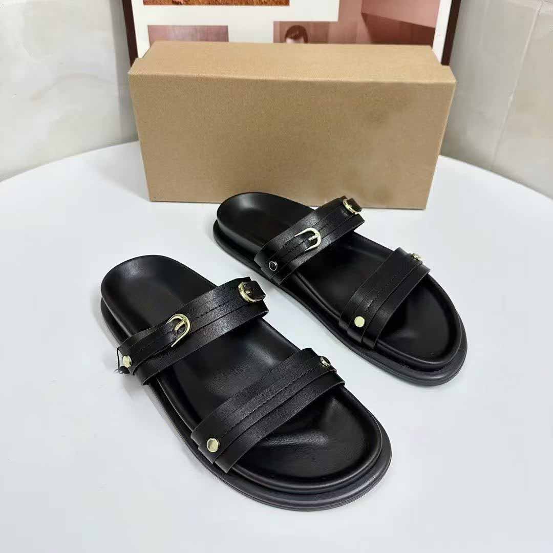 Women's New Fashion Casual Joker Word with Flat Shoes Sandals Daily Wear Sandals and Slippers.
