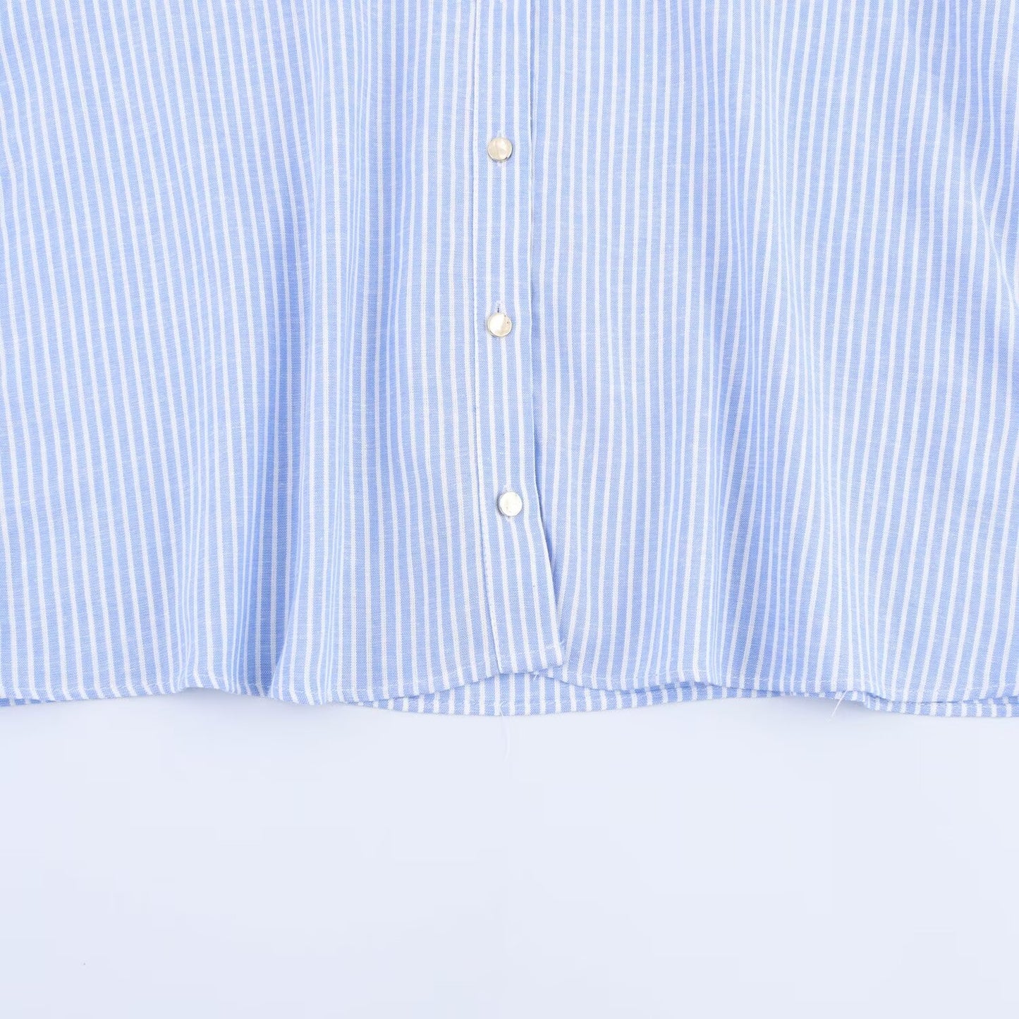 Women's new fashion casual single breasted linen blended striped shirt