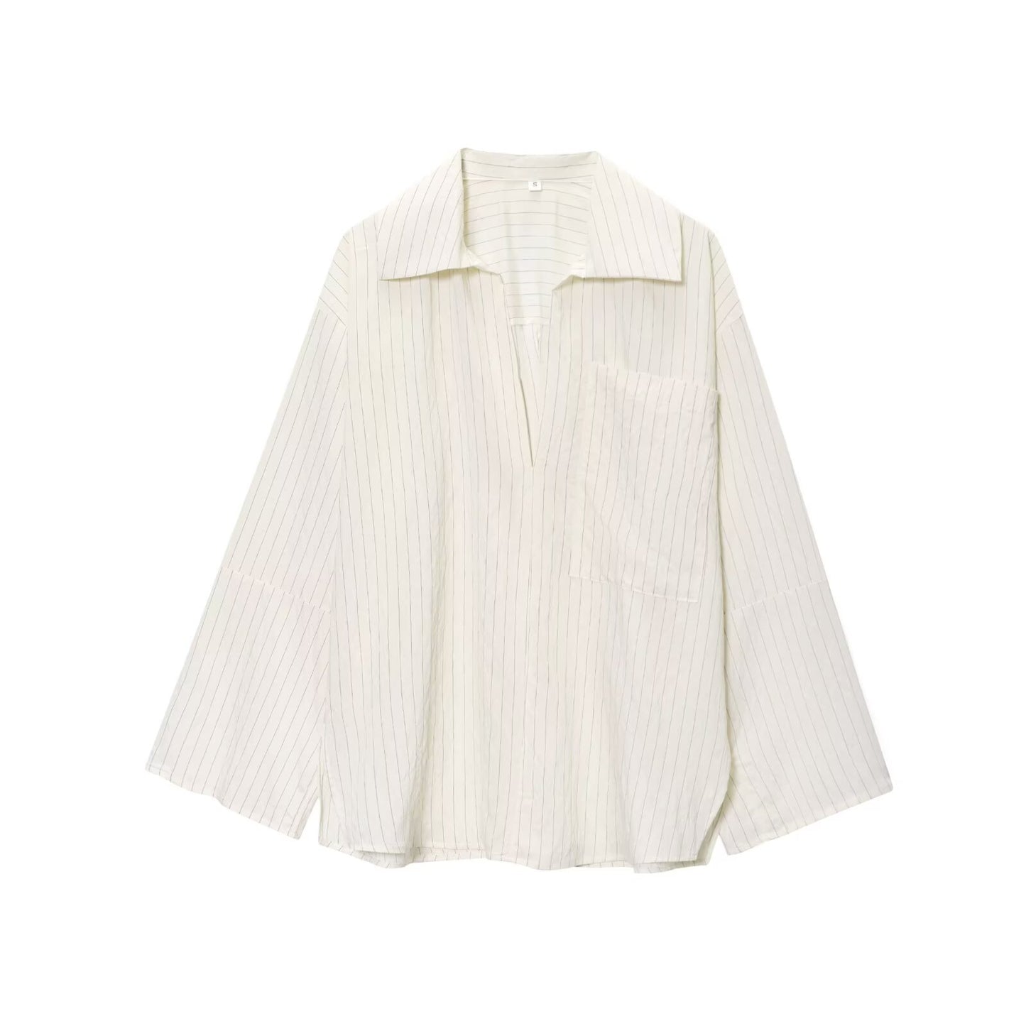 Women's new fashion loose Lapel striped Split shirt