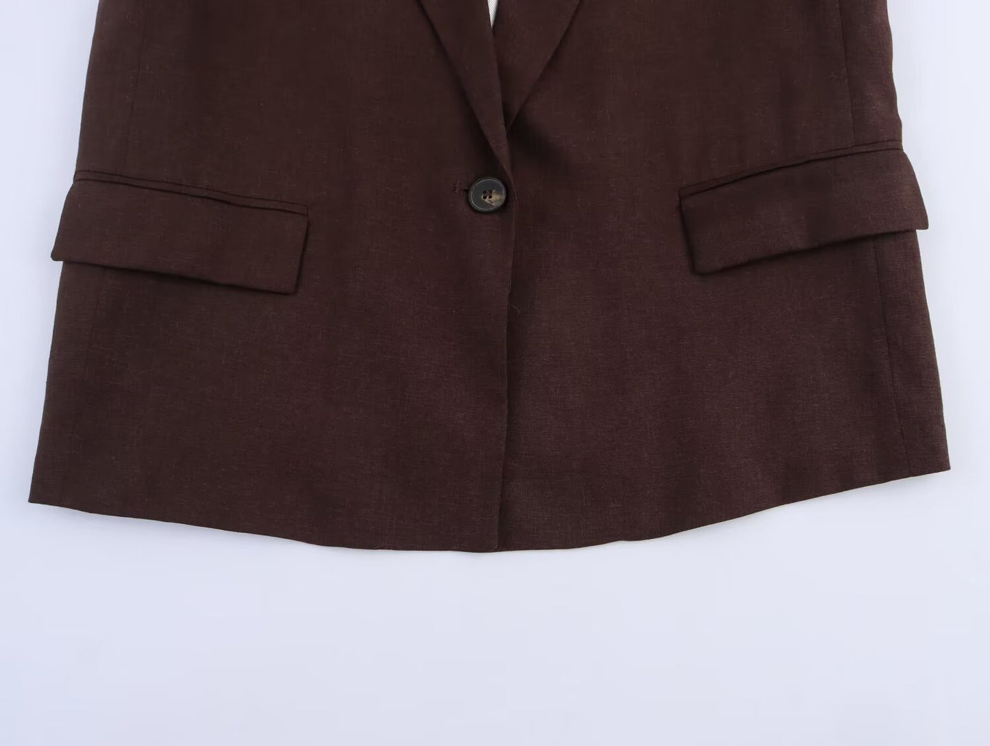 Women's new fashion linen blend short sleeved suit jacket