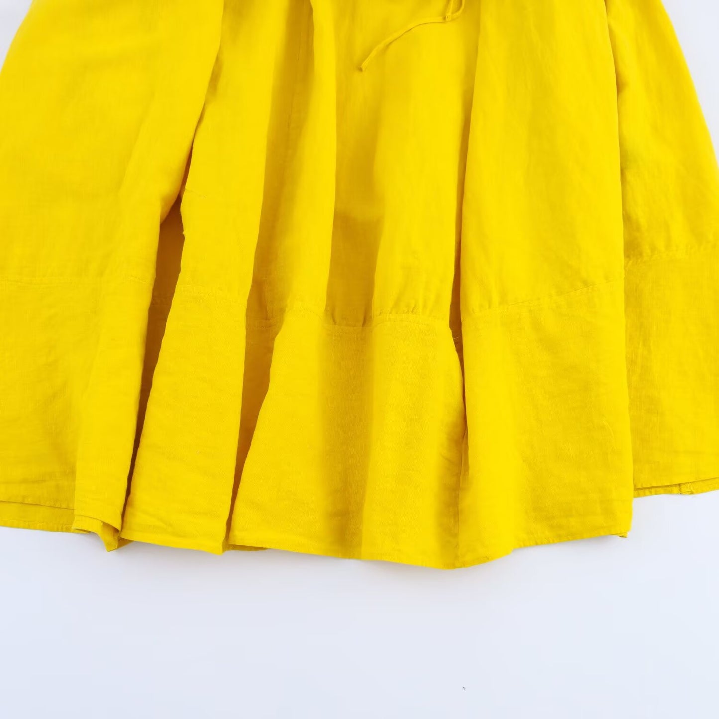 Women's' new fashion wide pleated linen blended suspender MIDI dress