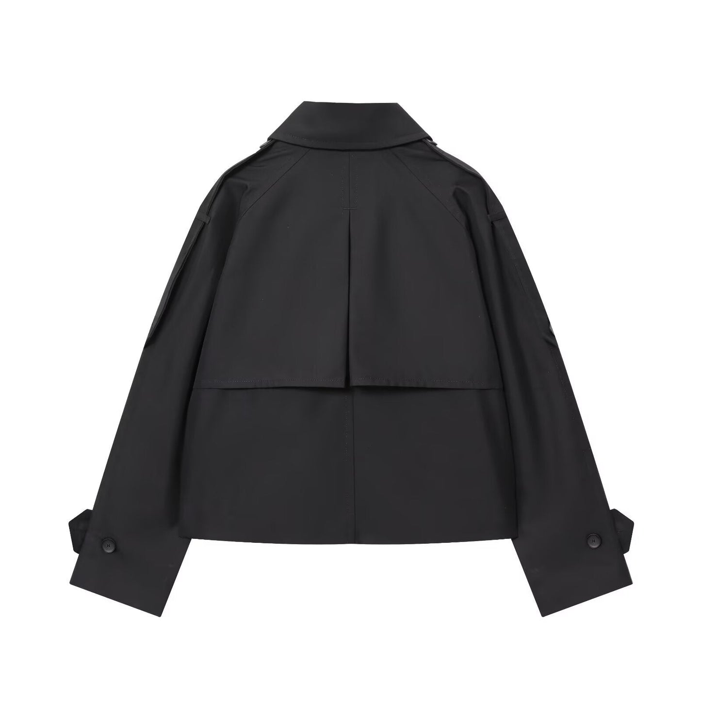 Women's new fashion short double breasted waterproof windbreaker jacket