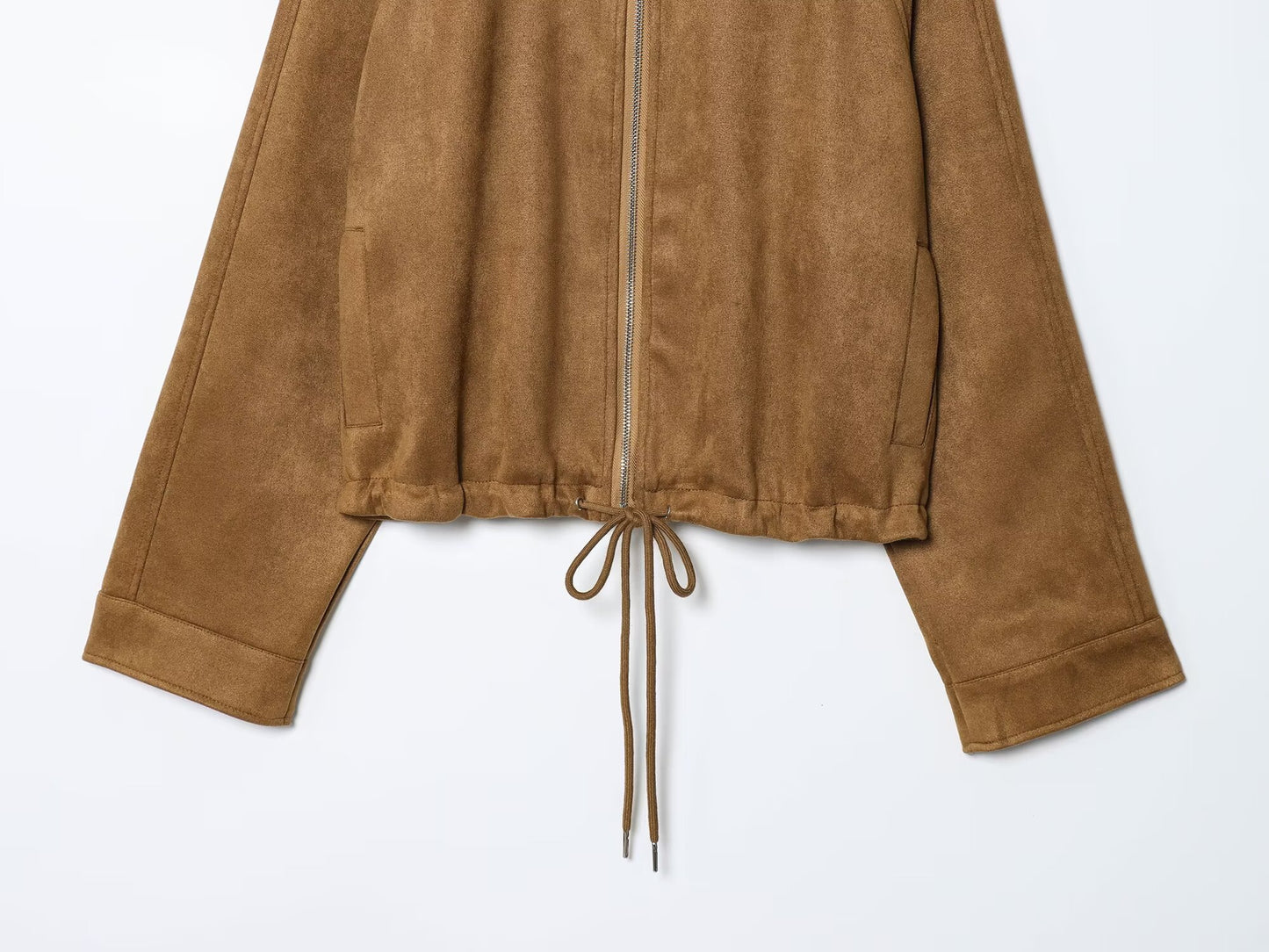 Women's new fashion suede texture short lapel lace up jacket Coat
