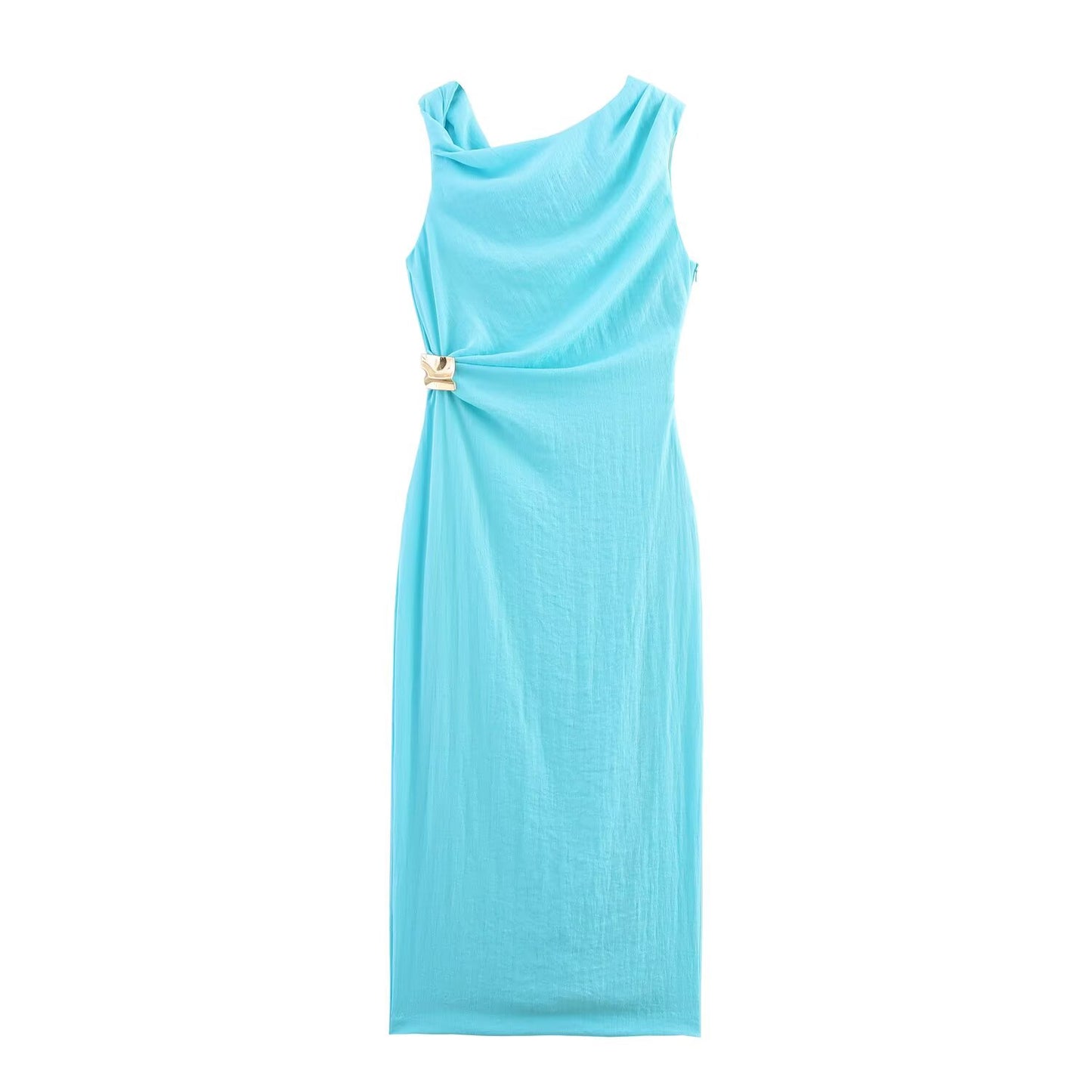 Women's new fashion asymmetric sleeveless off shoulder MIDI dress