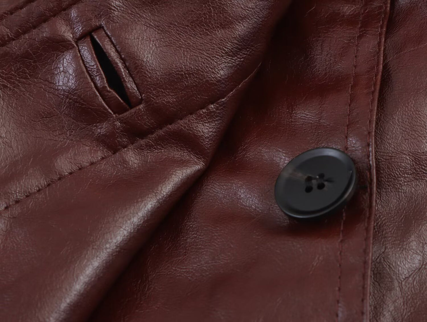 Women's new fashion casual lapel shiny Faux Leather jacket Coat